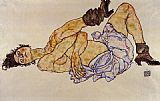 Egon Schiele Reclining Female Nude painting